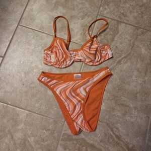 Retro Orange Swirl Bikini Set